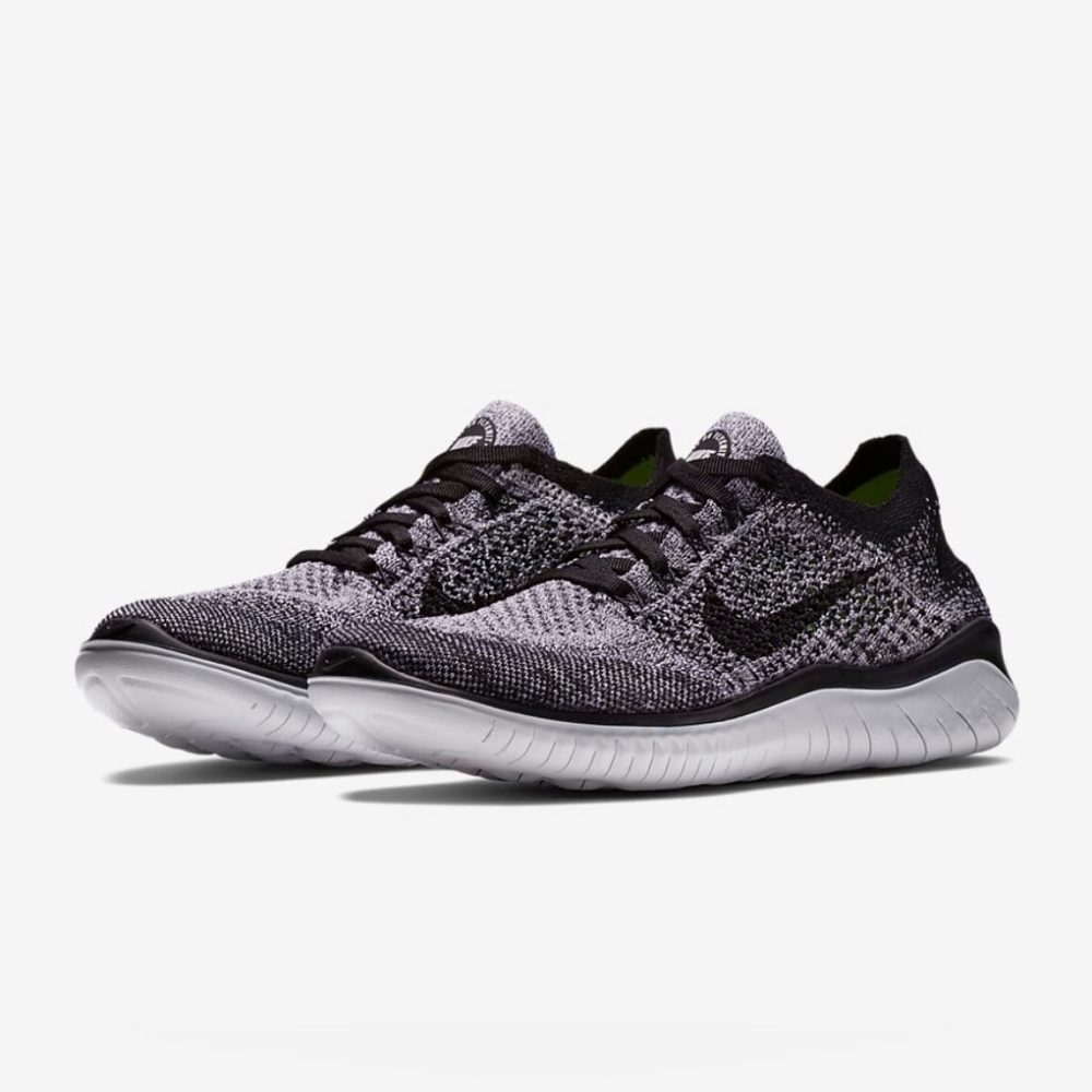 Nike Free Rn Flyknit 2018 White Black Running Shoes Men's 942838-101 Size 10 - Picture 3 of 12